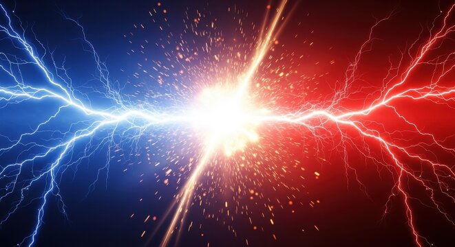 Intense Battle of Electric Forces Colliding Energy Streams