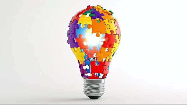 A light bulb with a puzzle piece inside of it