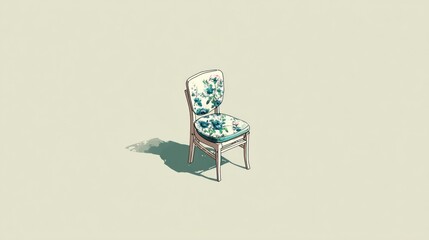 Artistic floral chair illustration on neutral background perfect for design use