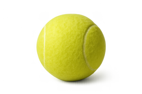 Yellow tennis ball cutout on alpha channel background. Sports equipment, game, and recreation concept - Powered by Adobe