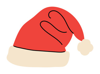 Christmas Santa hat vector illustration, festive holiday decoration design for cards, posters, and seasonal artwork