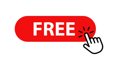 Red free button with hand cursor icon