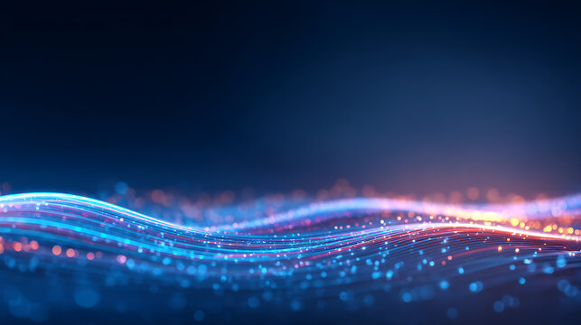 Futuristic AI prompt engineering concept with glowing blue light waves on a dark digital background, abstract vector illustration for artificial intelligence and machine learning 81051224 1