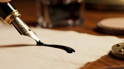 A fountain pen in action writing on vintage paper - Powered by Adobe