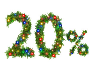 The 20 percent figure is made of a Christmas wreath with New Year's decorations