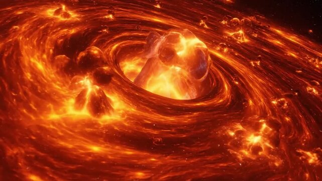 A black hole in the center of a black hole surrounded by flames