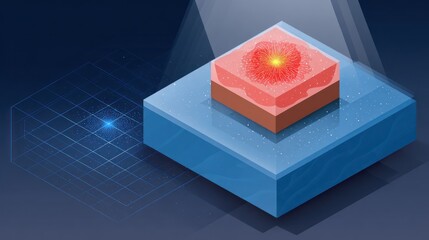 Abstract geometric composition of illuminated structures with technology concepts