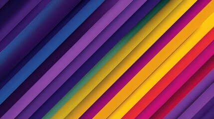 Colorful diagonal stripe pattern with gradient effect, featuring layered wavy lines in purple, blue, yellow, and red, creating vibrant abstract background for modern design