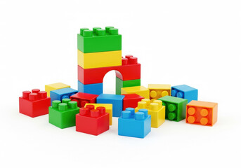 Colorful Toy Blocks on white background
