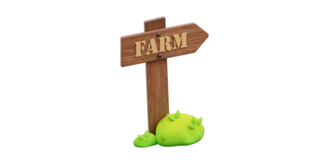 Rustic wooden farm signpost points the way to agricultural adventure and country living