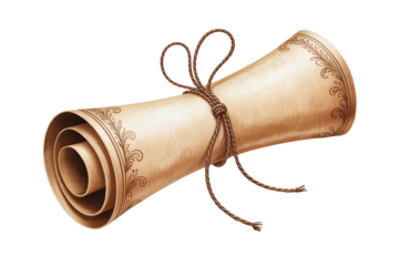 Discover timeless wisdom and ancient secrets within this beautifully aged scroll, tied with rustic rope, perfect for historical projects or fantasy themes.