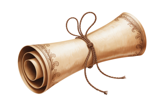 Discover timeless wisdom and ancient secrets within this beautifully aged scroll, tied with rustic rope, perfect for historical projects or fantasy themes.