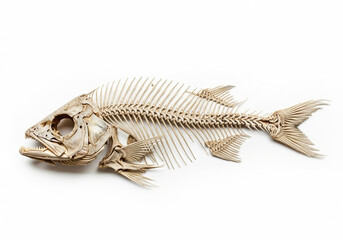Fish skeleton on a white background