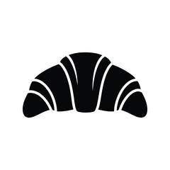 Simple black silhouette croissant pastry icon for bakery and food concepts clean vector art isolated on white background