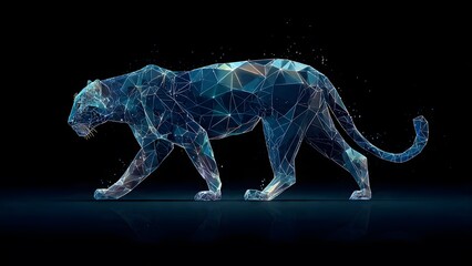Digital Panther: A captivating digital depiction of a panther, rendered with intricate lines and geometric shapes, symbolizing strength, elegance, and technological innovation. 