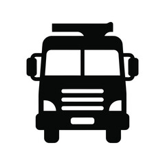 Modern fire truck icon silhouette emergency vehicle front view clean vector graphic isolated on white background