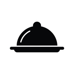 Elegant food service cloche icon simple silhouette for restaurants catering and fine dining menus isolated on white background
