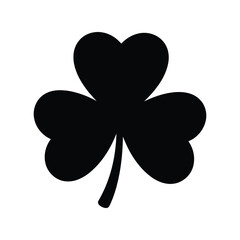 Simple black silhouette shamrock icon symbol vector graphic for st patricks day celebration and irish culture isolated on white background