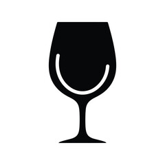 Abstract wine glass icon symbol with happy smile face silhouette for beverage alcohol celebration isolated on white background