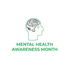 Mental Health Awareness Month Brain Illustration
