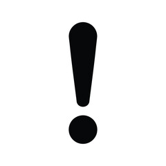 Bold black exclamation mark symbol isolated on for emphasis and alert isolated on white background