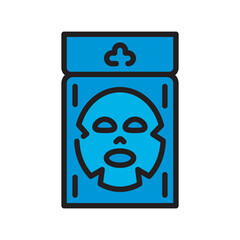 plastic mask package for cosmetics color flat icon. Vector isolated element