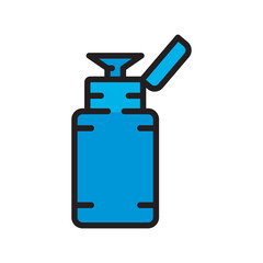 plastic pump for cosmetic color flat icon. Vector isolated element