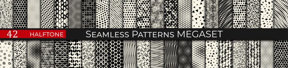 Halftone Popart Pattern Set &mdash; Retro Comic Style Dots Collection