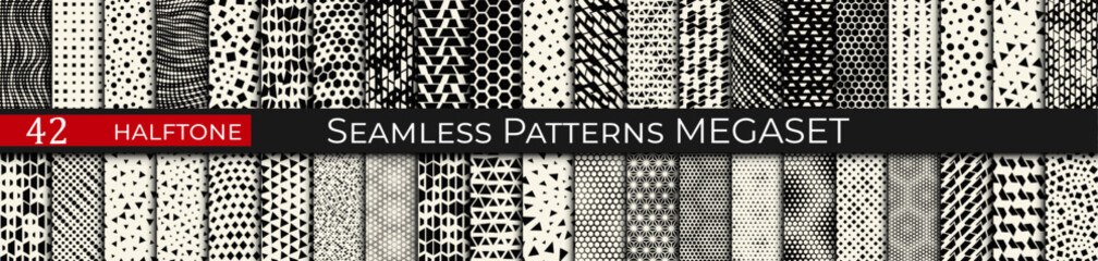 Halftone Popart Pattern Set &mdash; Retro Comic Style Dots Collection