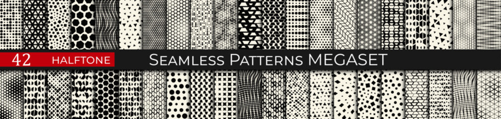 Halftone Popart Pattern Set &mdash; Retro Comic Style Dots Collection