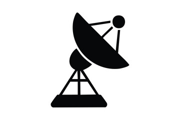 Large Communication Satellite Dish Antenna Silhouette Icon