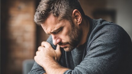 exposure of a Gen Y man hunched over, appearing vulnerable, overlaid with a gentle, supportive hand on his shoulder or a comforting embrace of light, representing empathy and understanding, 