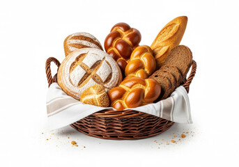 Bread basket on a white background
