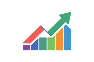 Dynamic bar graph with upward arrow symbolizing financial growth and business success