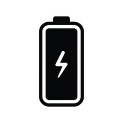 Modern battery icon with lightning bolt symbol for power and energy concepts isolated on white background