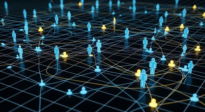 Conceptual Visualization of Digital Network Connections and Human Interaction Over a Global Data Grid - Powered by Adobe