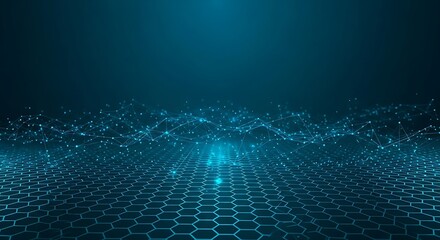 Abstract Futuristic Digital Network Waveform With Glowing Particles Abstract Futuristic Digital Network Waveform With Glowing Particles