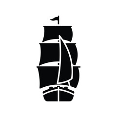 Classic tall ship silhouette nautical adventure maritime exploration sailing vessel voyage illustration isolated on white background © azad