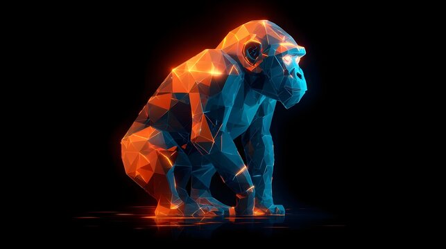 Cyber monkey logo in low-poly style with orange and cyan glow, sleek futuristic look.
Concept: intelligence, speed, power, and advanced tech branding for AI, crypto, and digital companies