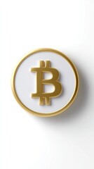 Fototapeta premium Minimalist Gold Bitcoin Symbol Icon — Clean Circular Vector Badge on White Background