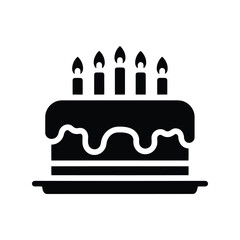 Simple birthday cake icon with five candles festive celebration anniversary sweet treat anniversary party dessert isolated on white background