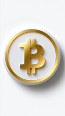 Fototapeta premium Minimalist Gold Bitcoin Symbol Icon — Clean Circular Vector Badge on White Background