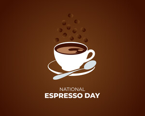 National Espresso Day. 23 November. Template for background with banner, poster and card. Flat  illustration. Jpeg format.