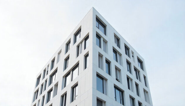 Contemporary White Residential Building Modern Architecture Geometric Facade Urban Development