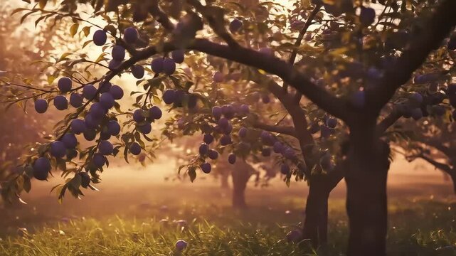 Plum orchard sunrise