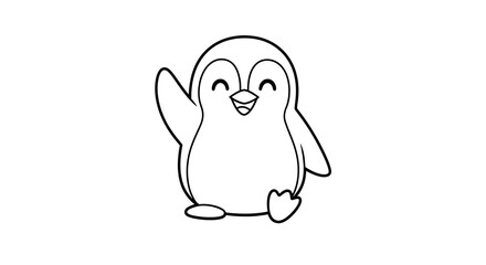 Naklejka premium Adorable Penguin Illustration - A Cheerful Cartoon for Childrens Designs.