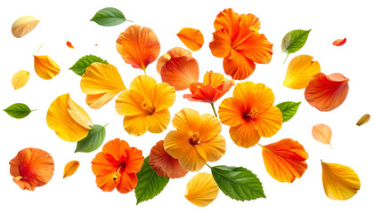 Tropical Floral Petals Flying And