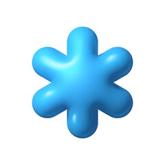 Simple blue snowflake vector illustration — glossy 3D icon.