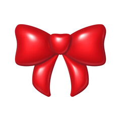 Red bow vector illustration — glossy 3D icon.