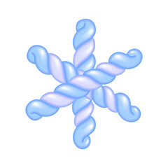 Marshmallow snowflake vector illustration — glossy 3D icon.